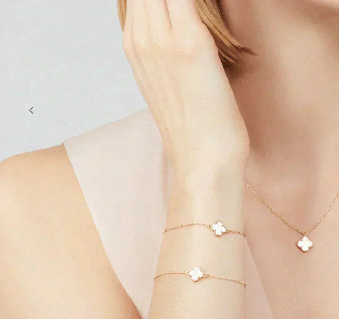 [Eternal Jewelry]CLOVER MINI 9.5MM WHITE MOTHER-OF-PEARL NECKLACE