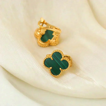 [Eternal Jewelry]CLOVER MEDIUM 1 MOTIFS MALACHITE  EARRINGS
