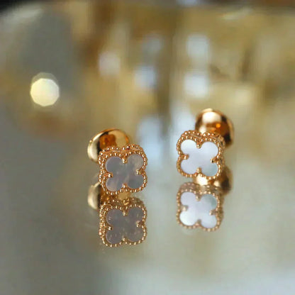 [Eternal Jewelry]CLOVER MINI 9.5MM WHITE MOP EARRINGS