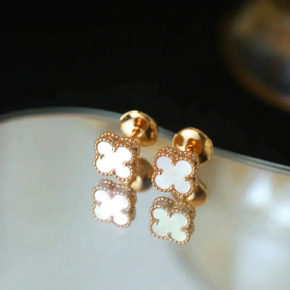 [Eternal Jewelry]CLOVER MINI 9.5MM WHITE MOP EARRINGS