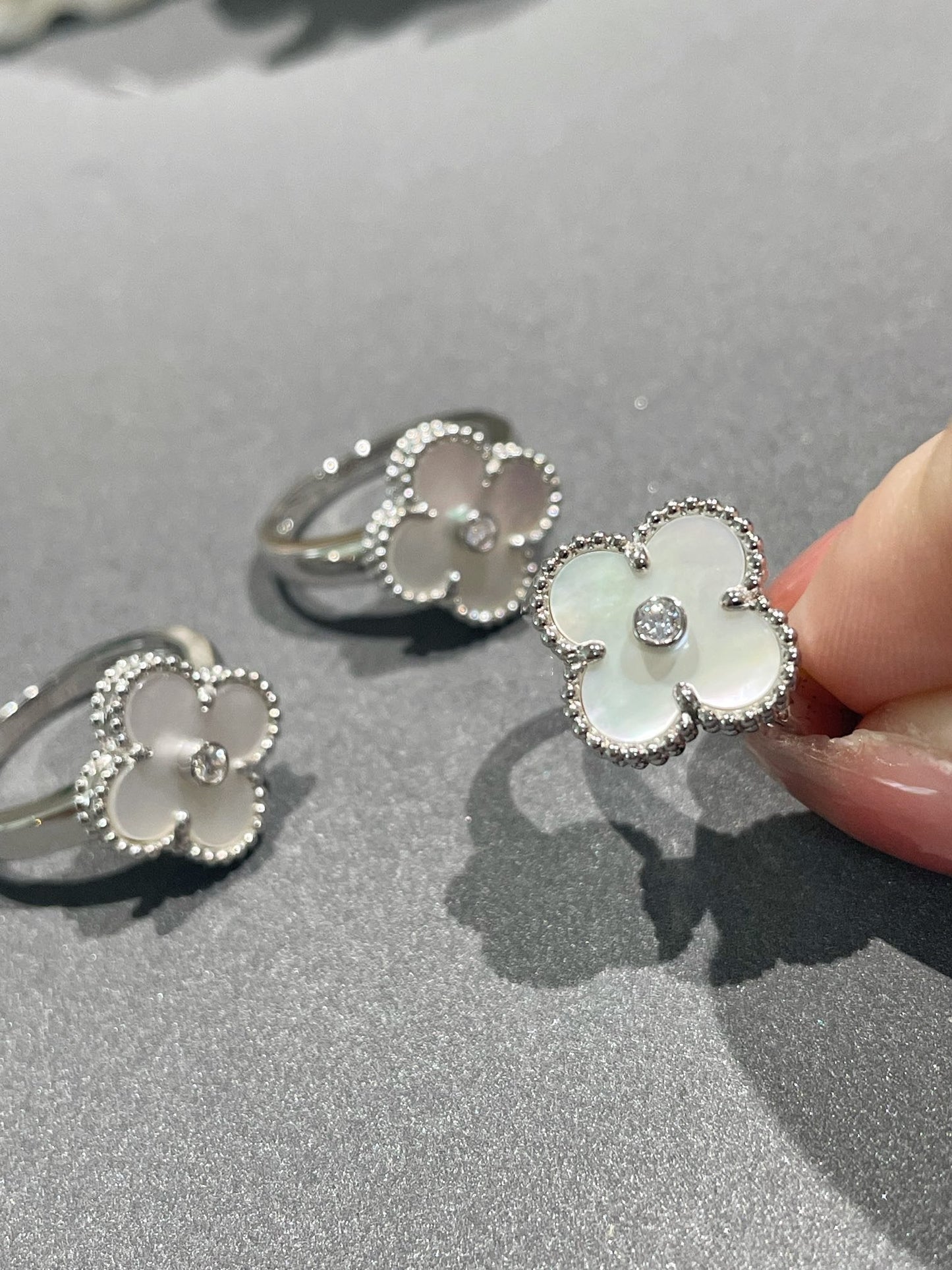[Eternal Jewelry]CLOVER SILVER MOP DIAMOND RING