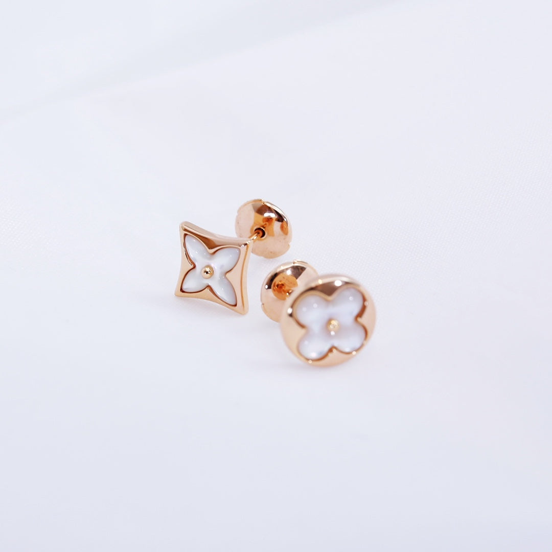 [Eternal Jewelry]STAR AND SUN PINK GOLD MOP STUD EARRINGS