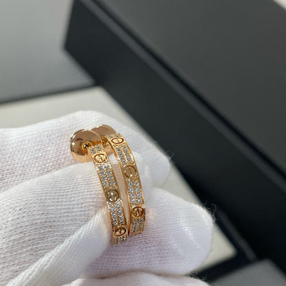[Eternal Jewelry]LOVE DIAMOND PINK GOLD HOOP EARRINGS