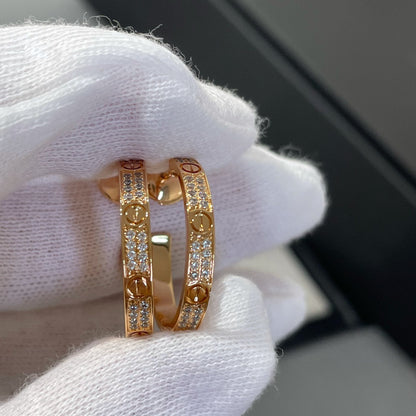 [Eternal Jewelry]LOVE DIAMOND PINK GOLD HOOP EARRINGS