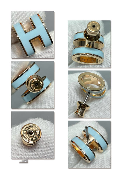 [Eternal Jewelry]POP H SKY BLUE STUD EARRINGS