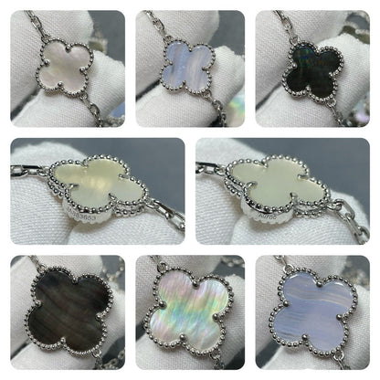[Eternal Jewelry]CLOVER 16 MOTIF CHALCEDONY MOP SILVER NECKLACE