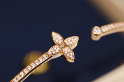 [Eternal Jewelry]IDYLLE PINK GOLD OPEN BRACELET DIAMOND PAVED