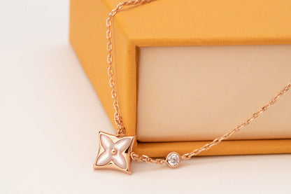 [Eternal Jewelry]STAR PINK MOP 1 DIAMOND PINK GOLD NECKLACE