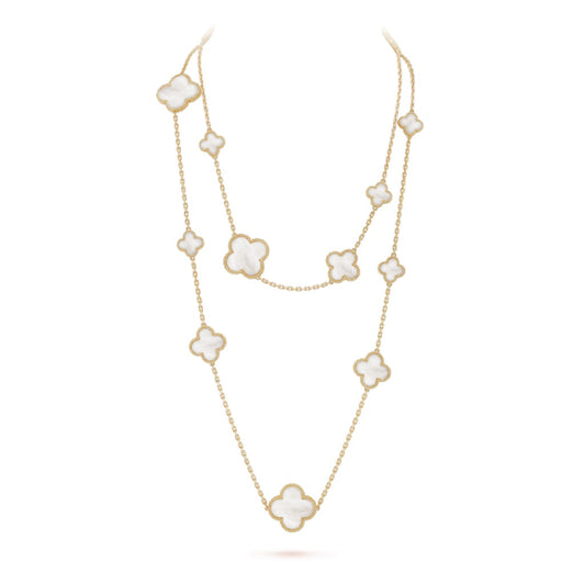 [Eternal Jewelry]CLOVER 16 MOTIF WHITE MOP GOLD NECKLACE