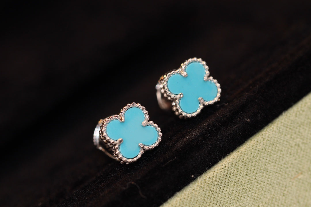 [Eternal Jewelry]CLOVER MINI TURQUOISE SILVER STUD EARRINGS