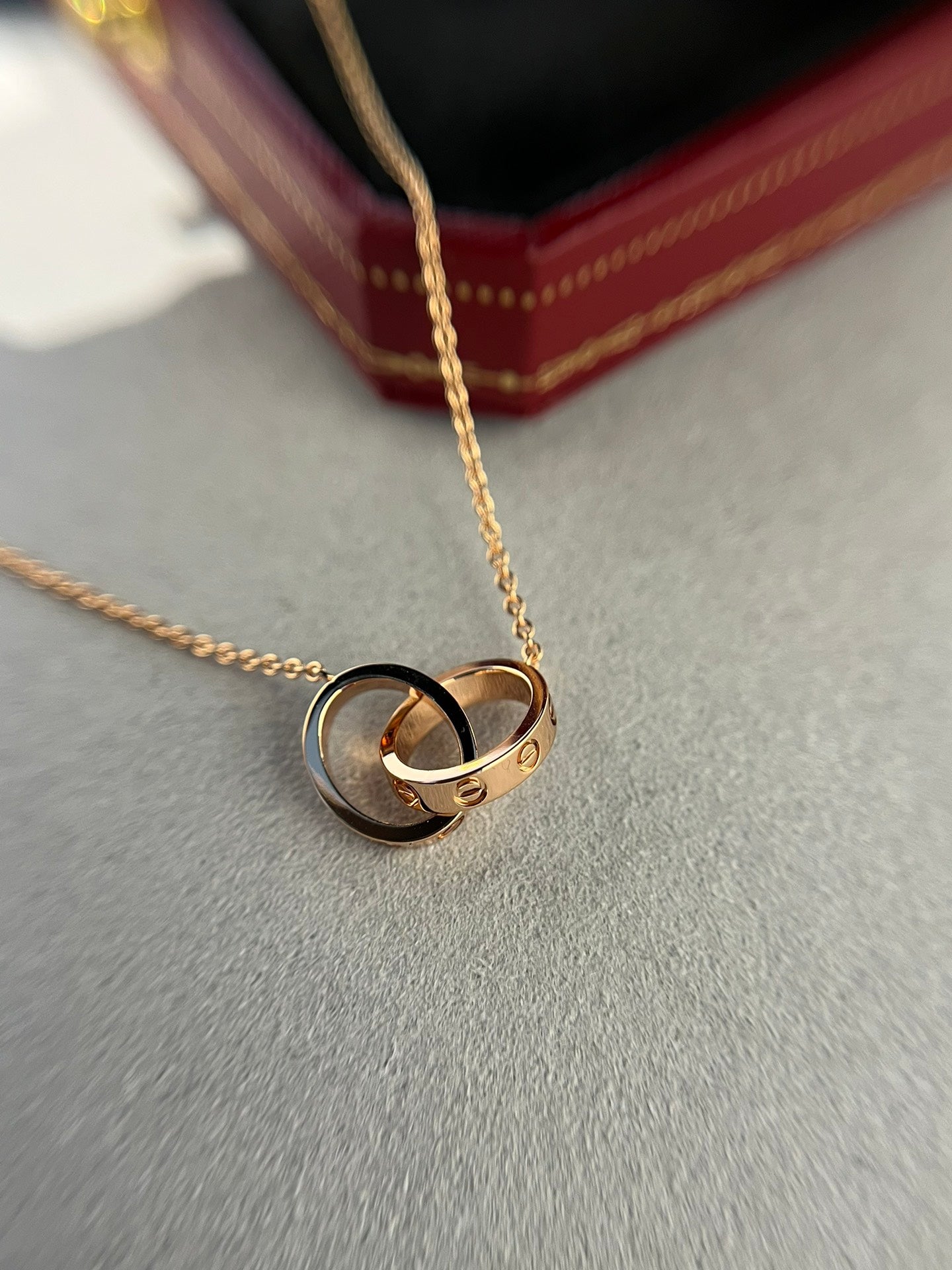 [Eternal Jewelry]LOVE NECKLACE DOUBLE RING PINK GOLD