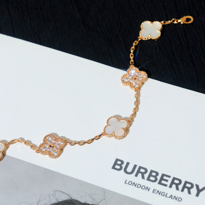 [Eternal Jewelry]CLOVER BRACELET 5 MOTIF WHITE MOP DIAMOND