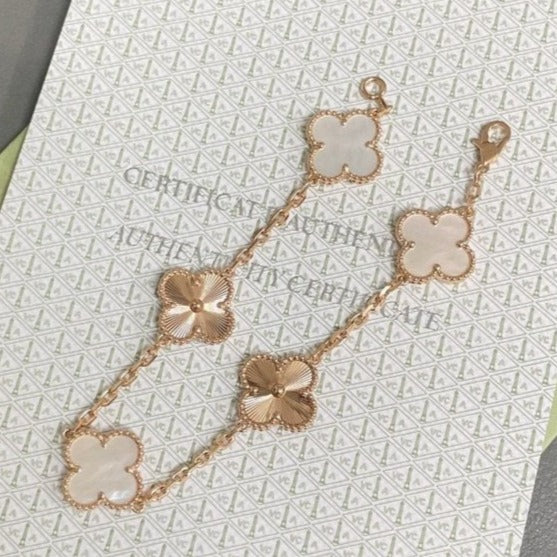 [Eternal Jewelry]CLOVER BRACELET 5 MOTIF WHITE MOP PINK GOLD