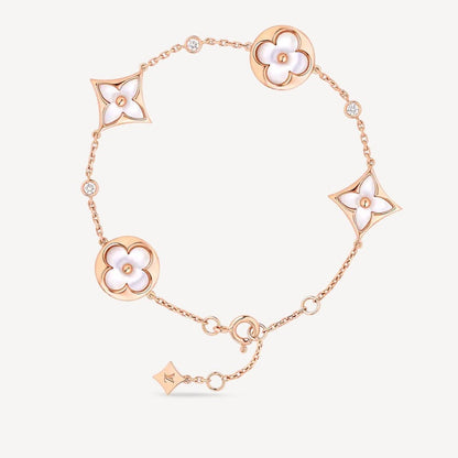 [Eternal Jewelry]STAR AND SUN 4 MOTIF WHITE MOP PINK GOLD BRACELET