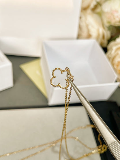 [Eternal Jewelry]CLOVER ROCK CRYSTAL ROSE GOLD NECKLACE