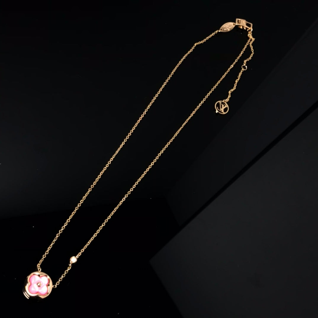[Eternal Jewelry]COLOR BLOSSOM PINK MOP SUN GOLD NECKLACE