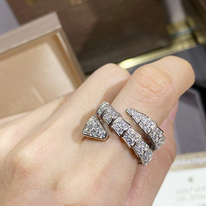 [Eternal Jewelry]SERPENTI DOUBLE RING SILVER DIAMOND PAVED