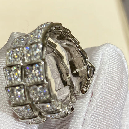 [Eternal Jewelry]SERPENTI DOUBLE RING SILVER DIAMOND PAVED