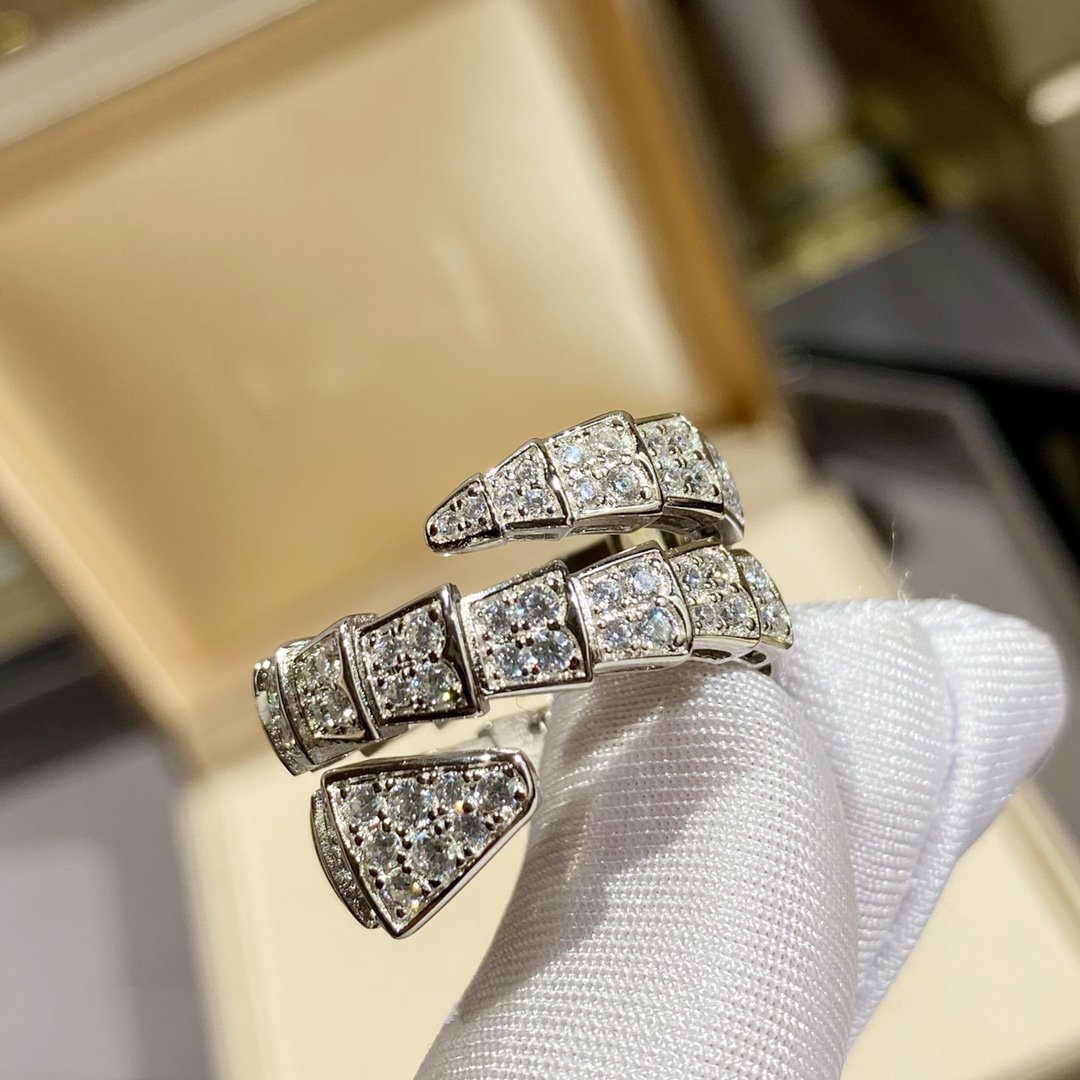 [Eternal Jewelry]SERPENTI DOUBLE RING SILVER DIAMOND PAVED