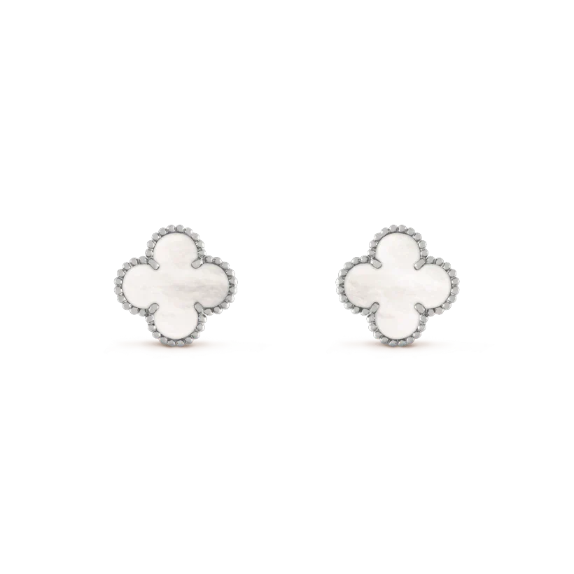 [Eternal Jewelry]CLOVER MEDIUM 1 MOTIFS  WHITE MOP EARRINGS SILVER
