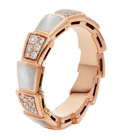 [Eternal Jewelry]SERPENTI RING PINK GOLD MOP DIAMOND PAVED 4MM