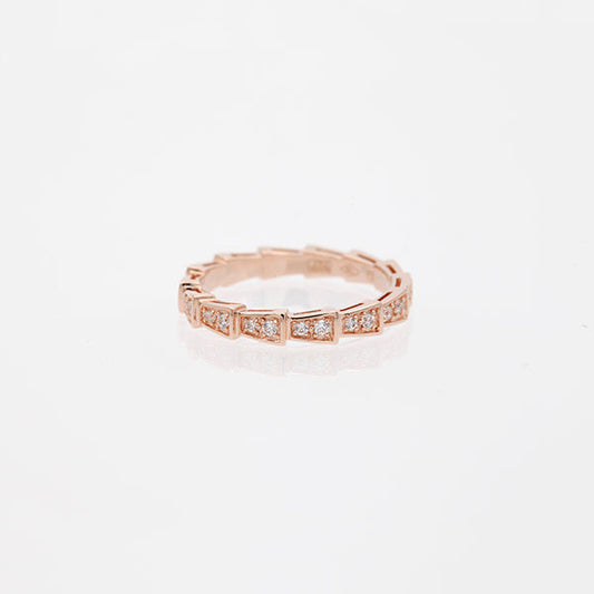 [Eternal Jewelry]SERPENTI RING PINK GOLD DIAMOND PAVED 3MM