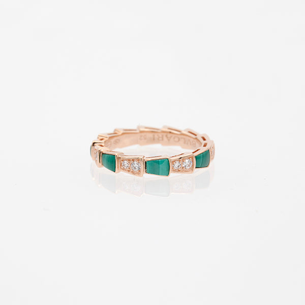 [Eternal Jewelry]SERPENTI RING PINK GOLD MALACHITE DIAMOND 3MM