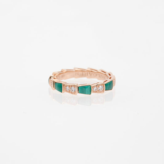 [Eternal Jewelry]SERPENTI RING PINK GOLD MALACHITE DIAMOND 3MM