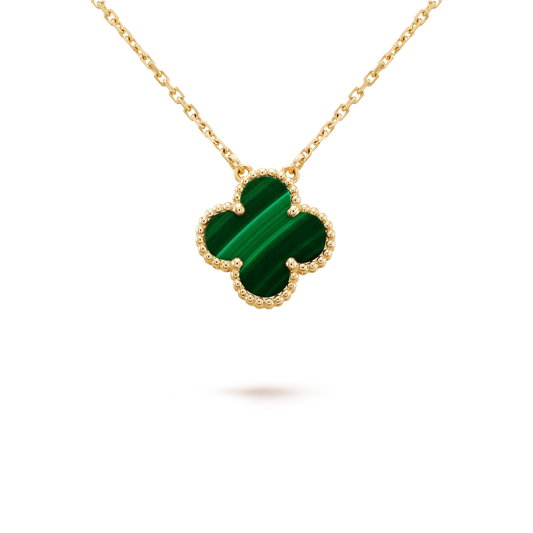 [Eternal Jewelry]CLOVER 15MM MALACHITE SINGLE FLOWER  NECKLACE