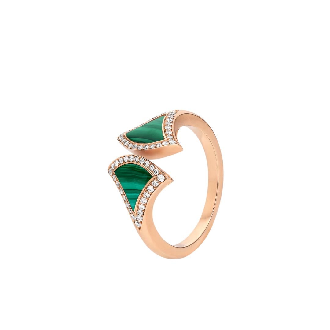 [Eternal Jewelry]DREAM MALACHITE DIAMOND OPEN RING