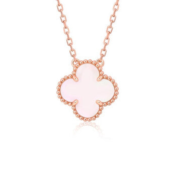 [Eternal Jewelry]CLOVER 15MM PINK MOTHER-OF-PEARL SINGLE FLOWER NECKLACE