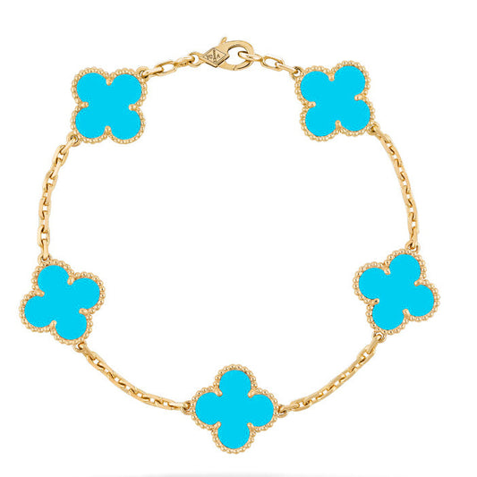 [Eternal Jewelry]CLOVER 5 MOTIFS TURQUOISE BRACELET