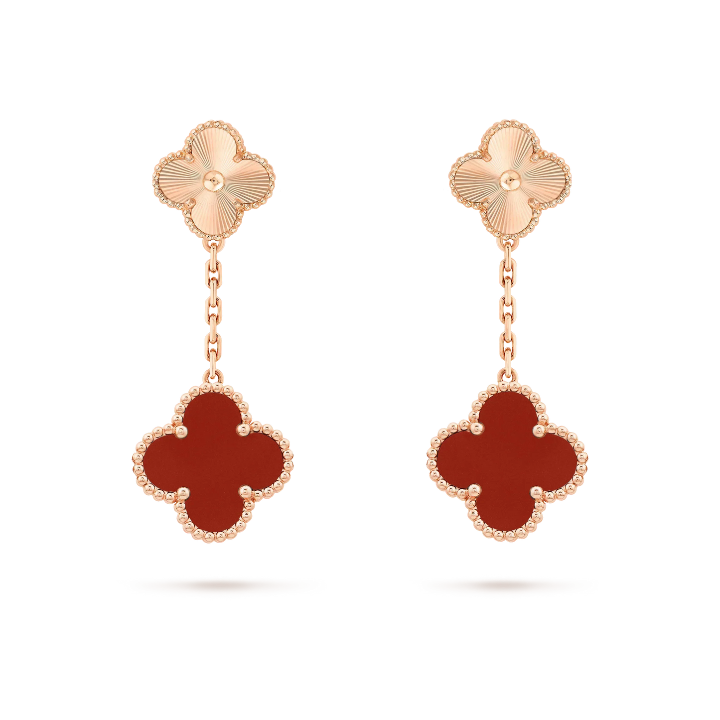 [Eternal Jewelry]CLOVER 2 MOTIF  LASER CARNELIAN EARRINGS