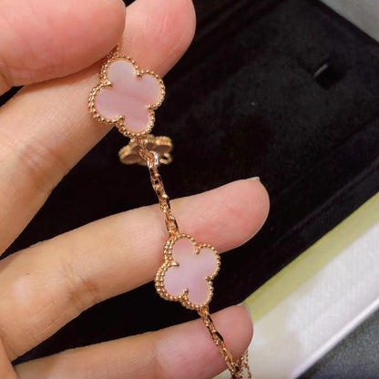 [Eternal Jewelry]CLOVER 5 MOTIFS Pink  AGATE  BRACELET
