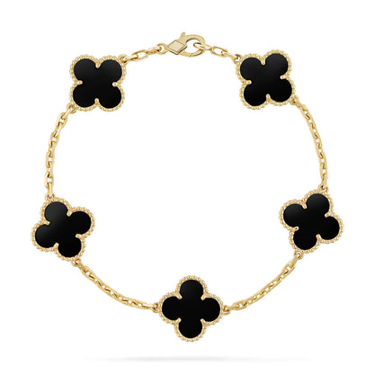 [Eternal Jewelry]CLOVER  5 MOTIFS BLACK ONYX BRACELET