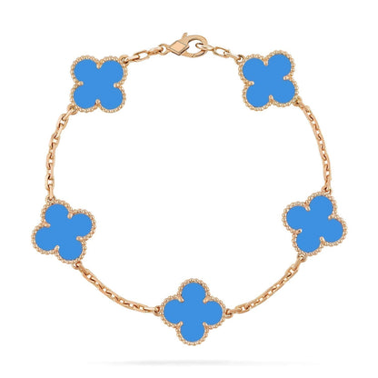 [Eternal Jewelry]CLOVER 5 MOTIFS BLUE AGATE BRACELET