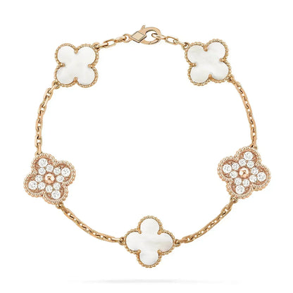 [Eternal Jewelry]CLOVER BRACELET 5 MOTIF WHITE MOP DIAMOND