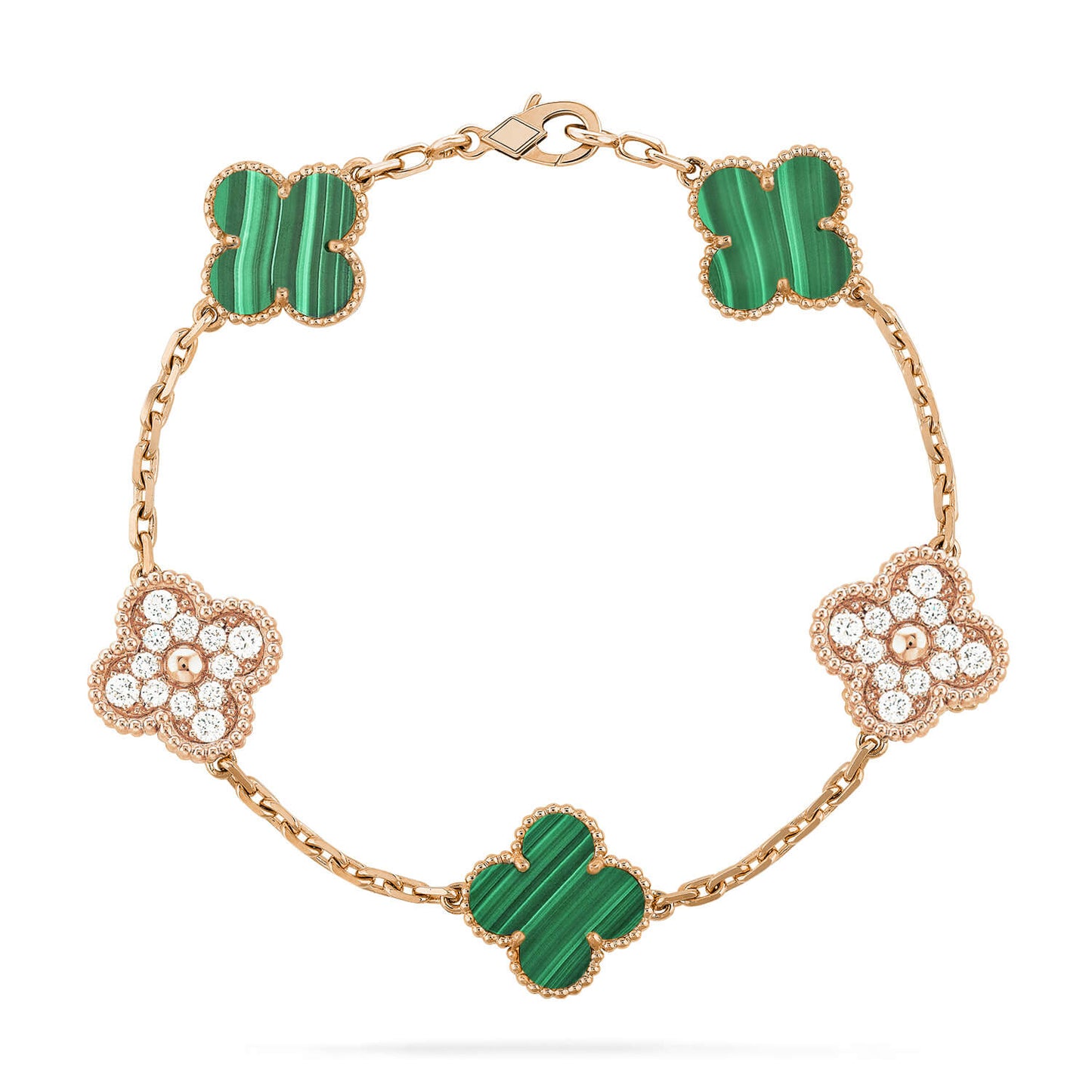 [Eternal Jewelry]CLOVER  5 MOTIF MALACHITE DIAMOND BRACELET