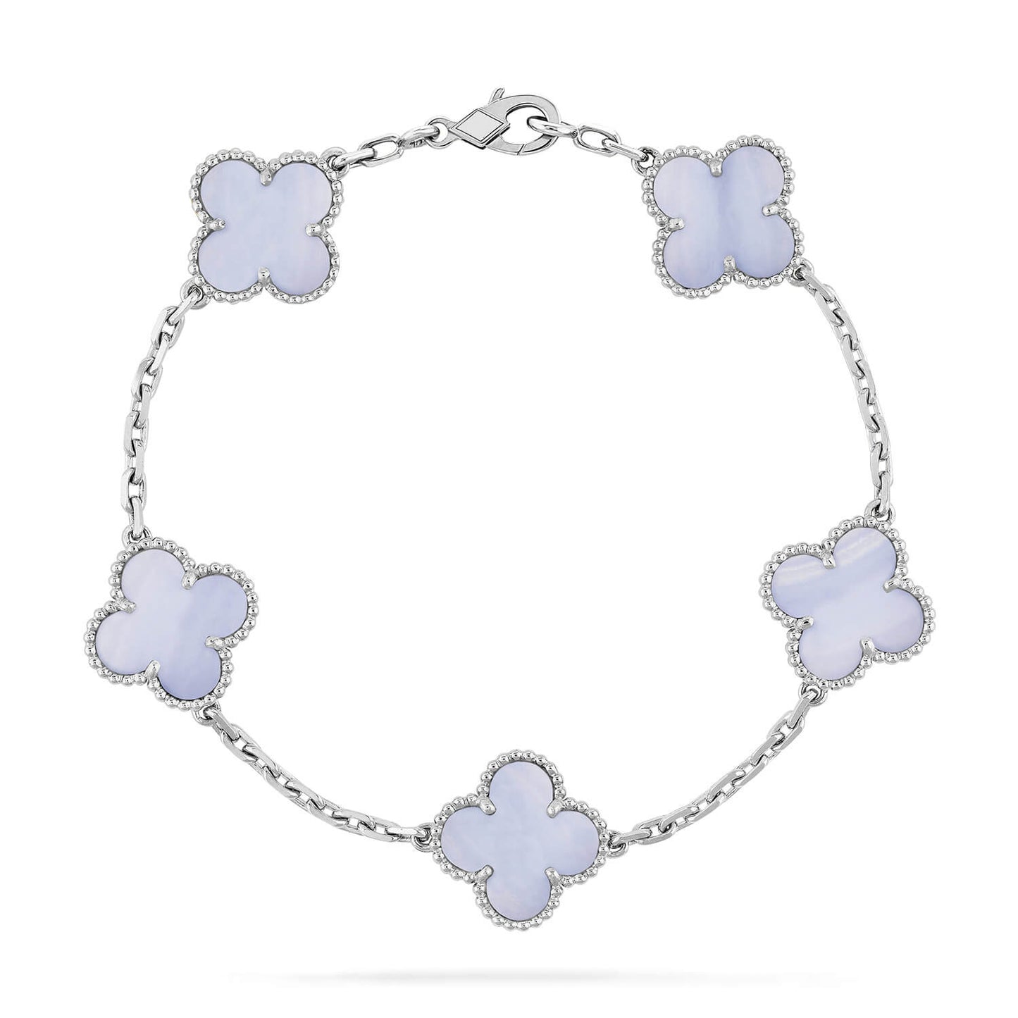 [Eternal Jewelry]CLOVER  5 MOTIF PURPLE CHALCEDONY BRACELET SILVER