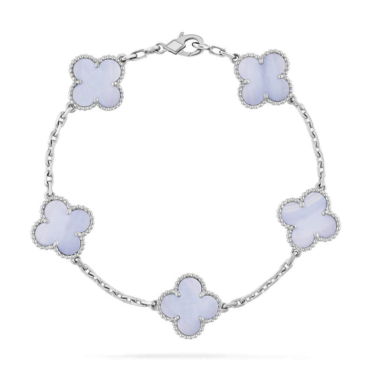 [Eternal Jewelry]CLOVER  5 MOTIF PURPLE CHALCEDONY BRACELET SILVER