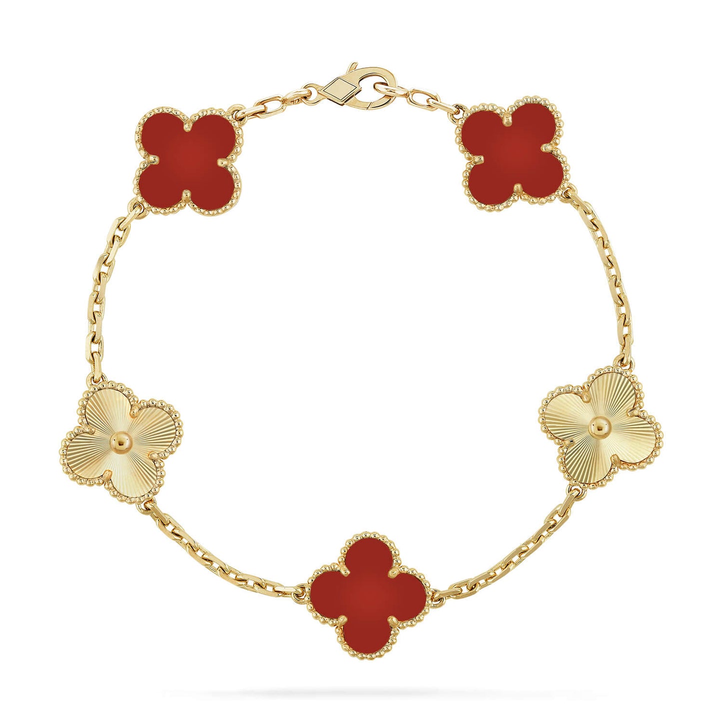 [Eternal Jewelry]CLOVER  5 MOTIFS CARNELIAN GOLD BRACELET