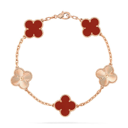 [Eternal Jewelry]CLOVER  5 MOTIFS CARNELIAN GOLD BRACELET