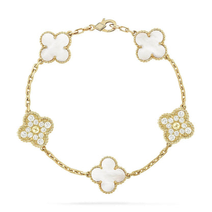 [Eternal Jewelry]CLOVER BRACELET 5 MOTIF WHITE MOP DIAMOND