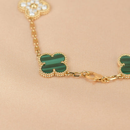 [Eternal Jewelry]CLOVER  5 MOTIF MALACHITE DIAMOND BRACELET