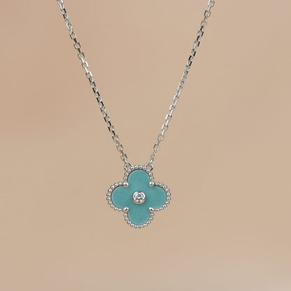 [Eternal Jewelry]CLOVER 15MM DIAMOND SVRES PORCELAIN  NECKLACE SILVER