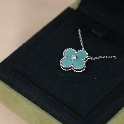 [Eternal Jewelry]CLOVER 15MM DIAMOND SVRES PORCELAIN  NECKLACE SILVER