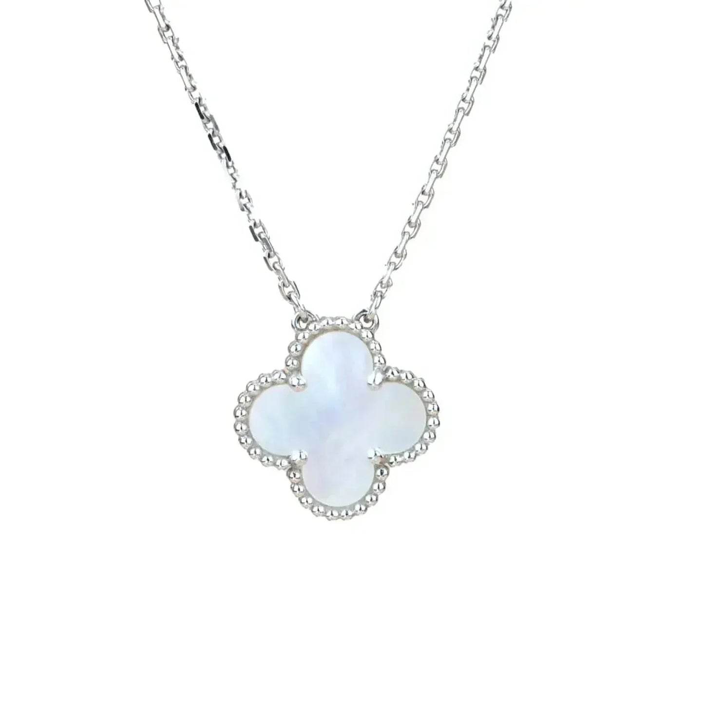 [Eternal Jewelry]CLOVER  15MM WHITE MOTHER-OF-PEARL SILVER