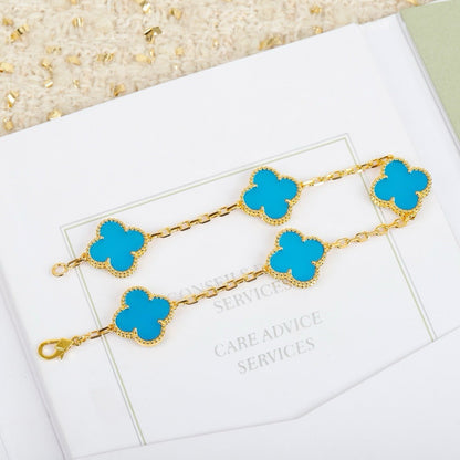 [Eternal Jewelry]CLOVER 5 MOTIFS TURQUOISE BRACELET