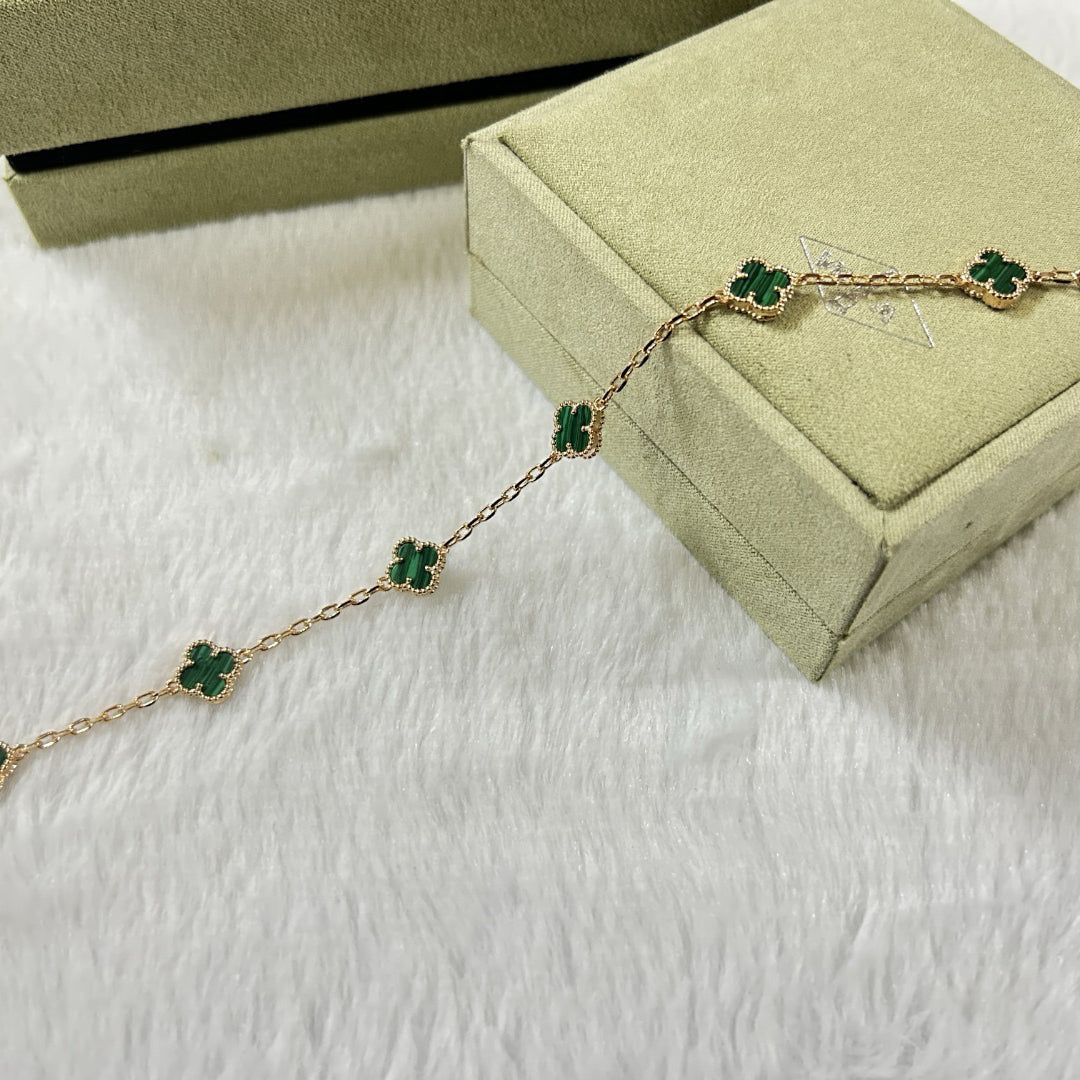 [Eternal Jewelry]CLOVER 6 MOTIF MALACHITE BRACELET