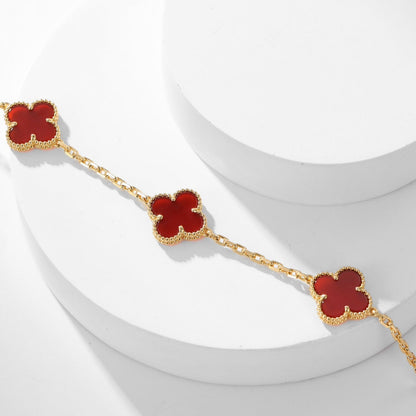 [Eternal Jewelry]CLOVER 10 MOTIFS CARNELIAN NECKLACE